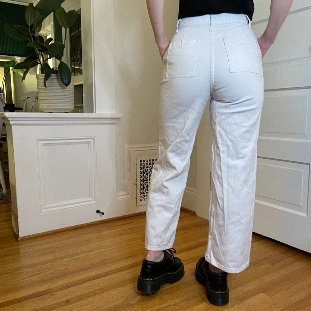 American apparel wide leg white jeans